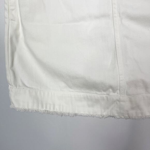 J Crew 4 White Denim Shift Dress Crew Neck Sleeveless Pockets Cotton Keyhole - Picture 5 of 13